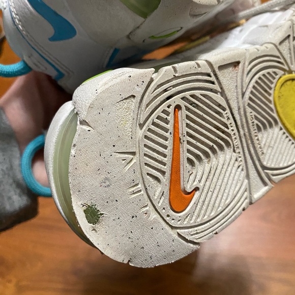 NIKE AIR More Tempo white multi color spell out sneakers lace up colorful retro - Picture 5 of 11